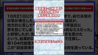 【爆笑】首班指名選挙で前代未聞の誤投票！国民民主・小林議員がまさかの理由で高市に投票www
