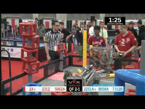 2015 VRC Tech QF2-1 - 2X 231Z 5062A vs 2251A 8059A 7312B - 71 to 93 - VEX Worlds 2015