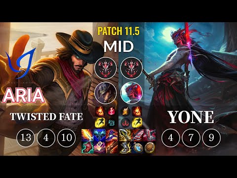 CGA Aria Twisted Fate vs Yone Mid - KR Patch 11.5