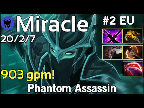 903 gpm! Miracle [Liquid] plays Phantom Assassin!!! Dota 2 7.20