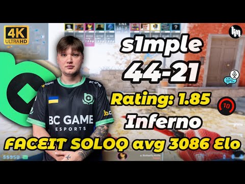 s1mple (44-21) SoloQ avg 3086 Elo (Inferno) | Dec 24, 2025 #cs2 #s1mple