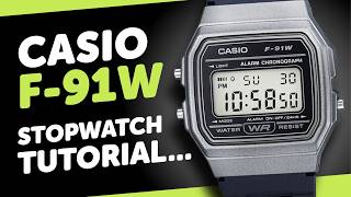 CASIO F-91W (Module 593) - HOW to USE the STOPWATCH