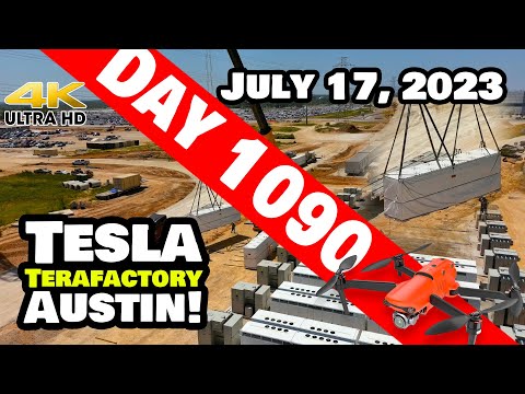 MEGAPACK MEGA TIMELAPSE AT GIGA TEXAS! - Tesla Gigafactory Austin 4K  Day 1090 - 7/17/23 - Tesla TX