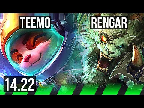 TEEMO vs RENGAR (JGL) | 1800+ games | KR Master | 14.22
