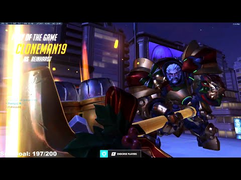 Cloneman16 Top 500 Reinhardt God - POTG! [ Overwatch Season 29 Top 500 ]