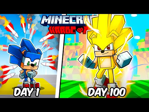 I Survived 100 Days as SONIC in Hardcore Minecraft!