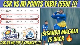 CSK VS MI Points Table Issue Ipl 2023 🤯 Sisanda Magala Is Back 🔥