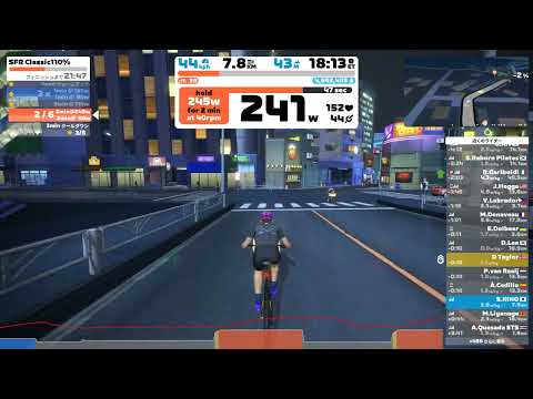 SFR110％40回転4分6回【Zwift 2022/09/14水曜日】夜の東京