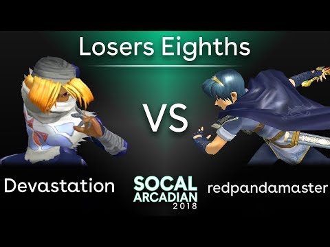 SoCal Arcadian 2018 - TG | Devastation (Sheik) VS redpandamaster (Marth) - SSBM - Losers Eighths
