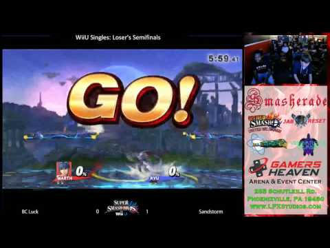 Smasherade Monthly #5 Smash 4 Singles - Luck (Marth) vs Sandstorm (Ryu) - Loser's Semi's