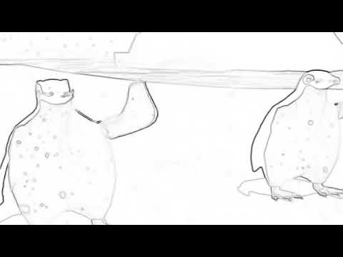 animação de pinguins dançando ao som de musica desconhecida e que diz "QUE" a cada frase