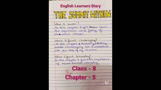 English Learners Diary Class - 8 Chapter - The summit within Chapter Number - 5
