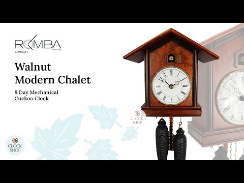 Walnut 8 Day Mechanical Modern Chalet Cuckoo Clock 25cm By ROMBA