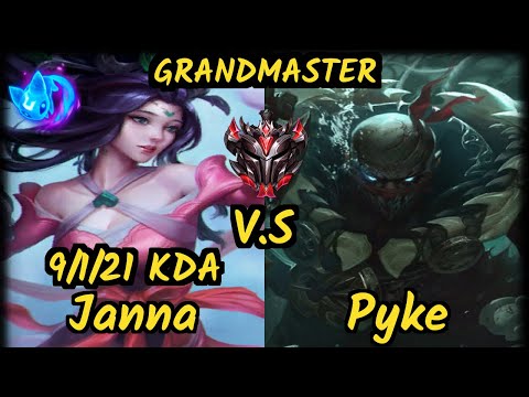 S04 Sedrion (JANNA) vs PYKE - 9/1/21 KDA BOTTOM SUPPORT GAMEPLAY - EUW Ranked GRANDMASTER