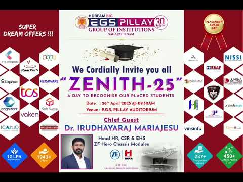  EGS Pillay Group of Institutions, Nagapattinam Placement Day ZENITH'25 on April,26 2025
