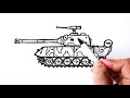 How to draw a Tank Easy ✏ Battle Tank drawing