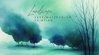 Mesmerizing Watercolor Landscape | Peaceful Painting with Soft Colo