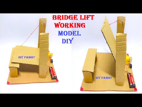 hydraulic bridge working model for science fair project DIY using cardboard howtofunda