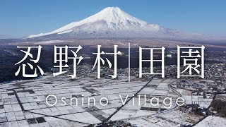 空撮 忍野村の田園 | Mt. Fuji from Oshino village in winter