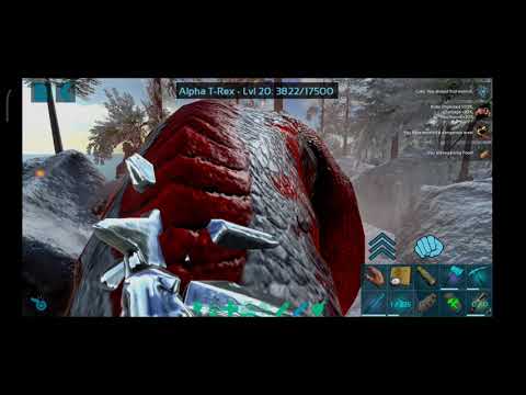 How to kill Alpha T-Rex super easy and fast| Ark Mobile| What are good Rex stats.