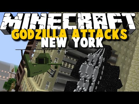 GODZILLA ATTACKS NEW YORK - Godzilla, Helicopter, Guns Mod Showcase - Brothers Minecraft [03]