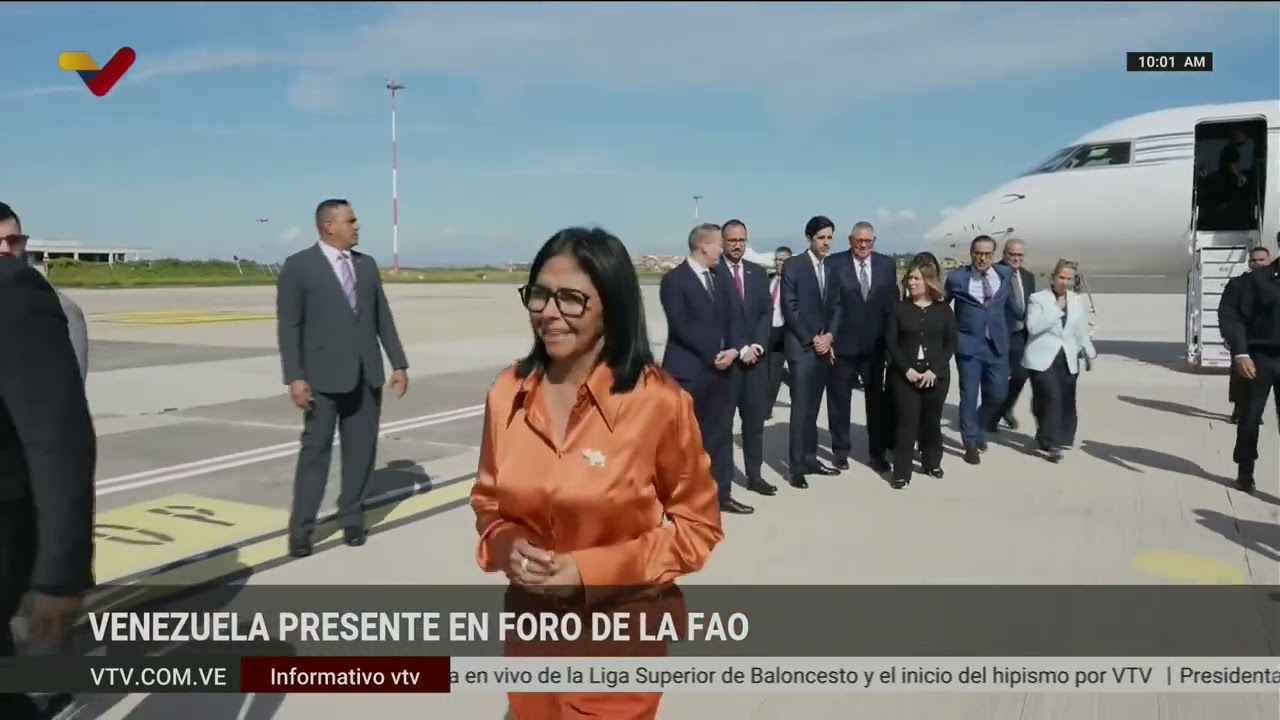 Delcy Rodríguez llega a Roma para Foro Mundial de Alimentación de la FAO, 11 de octubre de 2026