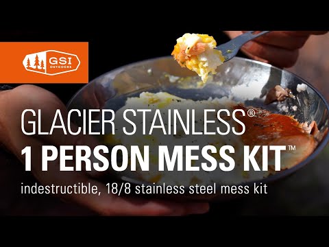 GSI Outdoors | Glacier Stainless 1 Person Mess Kit - Camping Cook Set