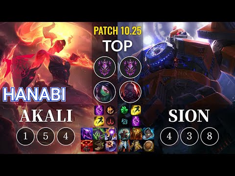 TLN Hanabi Akali vs Sion Top - KR Patch 10.25