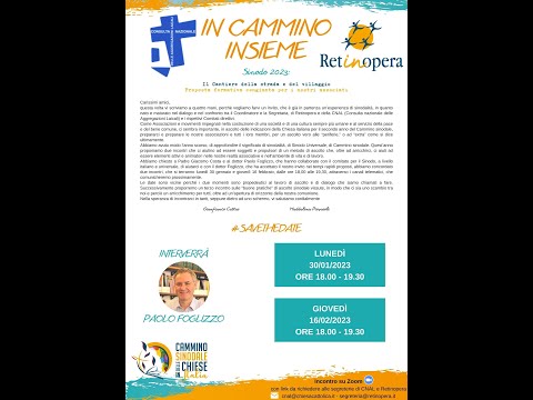 IN CAMMINO INSIEME - Sinodo 2023: Il Cantiere della strada e del villaggio (incontro del 30 gennaio)