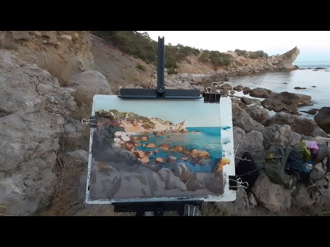 20200920 A bay near Novıy Svet. Crimea / Plein air watercolor seascape. Accelerated