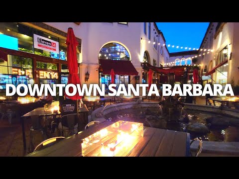 Exploring Downtown Santa Barbara, California USA Evening Walking Tour #santabarbara