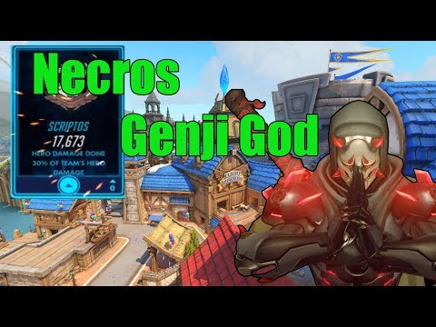 Genji Gameplay - Necros Genji 17k Damage 30% Team Damage - Pro Overwatch Season 15