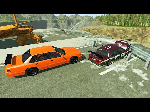 High Speed Driving Through Guardrail (Crash Testing) #3 - BeamNG drive Insane Guardrails Crashes