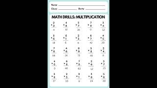 Math Drills Multiplication Worksheet #mathematics #maths #problem_solving #solutions #mathematics
