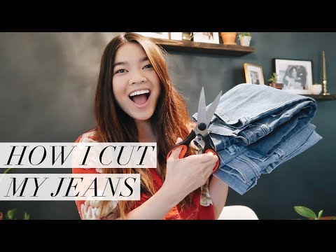 How I cut my jeans // DIY distressing cutoff shorts  - LIFE HACK FOR THRIFTED DENIM || by CHLOE WEN Video