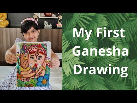 Lord Ganesha Drawing by little Simrita||First time Drawing Lord Ganesha