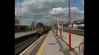 preview picture of video 'EWS 66060 on 6042 Halewood (jaguar) - Southampton W.Dock + Colas 66846 @ Stafford 12/5/12'