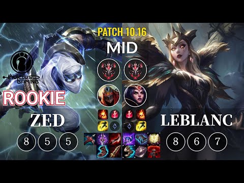 IG Rookie Zed vs LeBlanc Mid - KR Patch 10.16