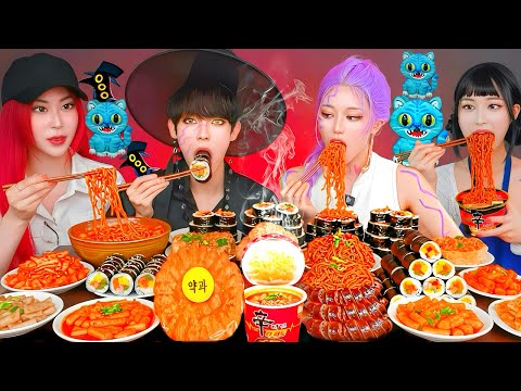 ASMR MUKBANG KPop Demon Hunters KIMCHI RAMEN KIMBAP CHOCOLATE DESSERTS JELLY CANDY EATING SOUNDS