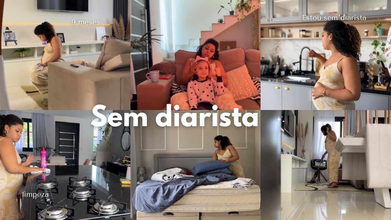 Limpando a casa inteira sozinha e grávida de 9 meses