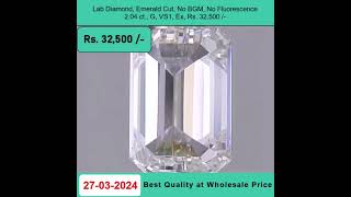 Lab Grown Diamond, Emerald Cut ,2.04 ct, G Color, VS1 Clarity, No BGM , Rs.32,500 /-  +91-7678337365