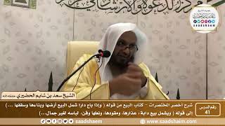 شرح كتاب أخصر المختصرات ( 41)- كتاب البيوع ( 6 ) - الشيخ سعد بن شايم الحضيري image