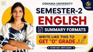 ENGLISH | SUMMARY FORMATS | 💯 PASS | SEMESTER-2 | OSMANIA UNIVERSITY | 2026 JULY | @shivanipallela