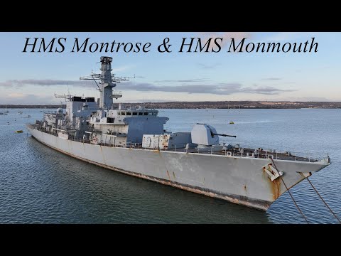 HMS Montrose F236 - HMS Monmouth F235 - Hardway Gosport - Waiting to be scrapped.