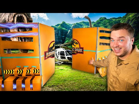 We Built Jurassic World Box Fort City! (24 Hour Dinosaur Challenge)