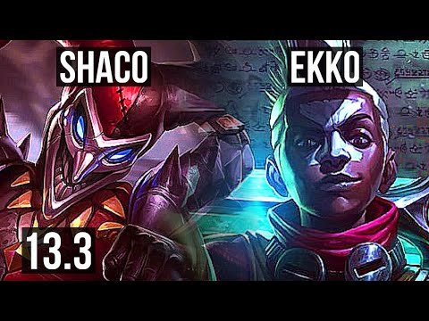 SHACO vs EKKO (JNG) | 15/1/8, 4.0M mastery, Legendary, 1200+ games | KR Grandmaster | 13.3