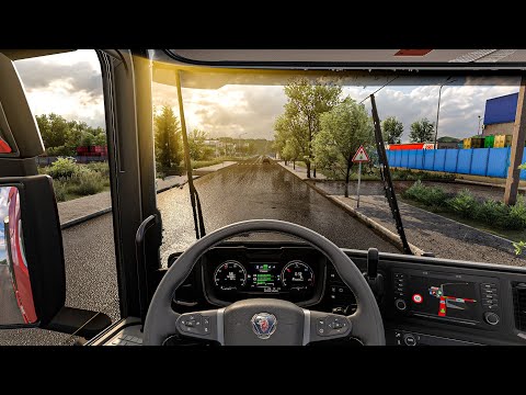 4K Realistic Ultra Graphic Rain Scania |Euro Truck Simulator 2 1.56 Snowymoon Mod Gameplay