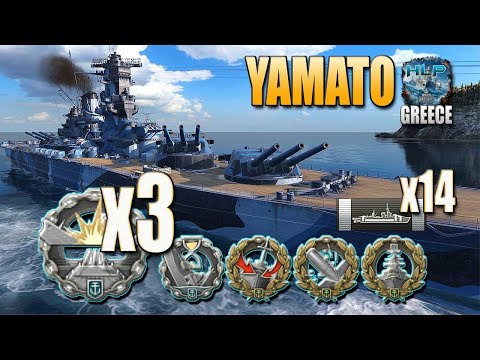 Battleship Yamato on map Greece, 319k damage - World of Warships