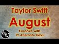 august Karaoke - Taylor Swift Instrumental Lower Higher Male Original Key