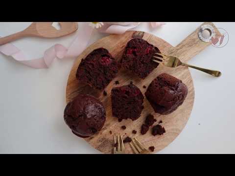 Čokoládové muffiny s malinami (DE)